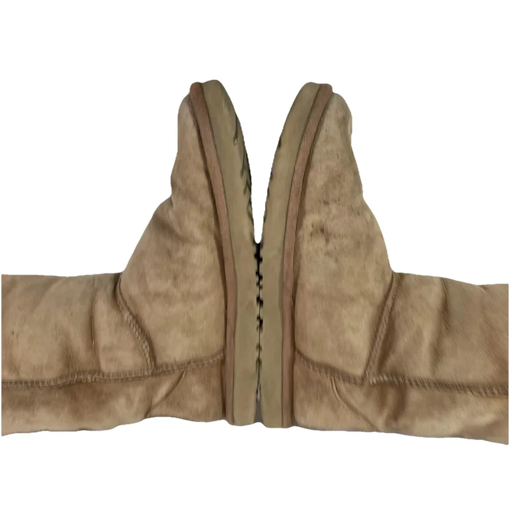 UGG Boots Women's Sz 9 Chestnut Brown Sheepskin Genuine Leather Mid Calf #3178